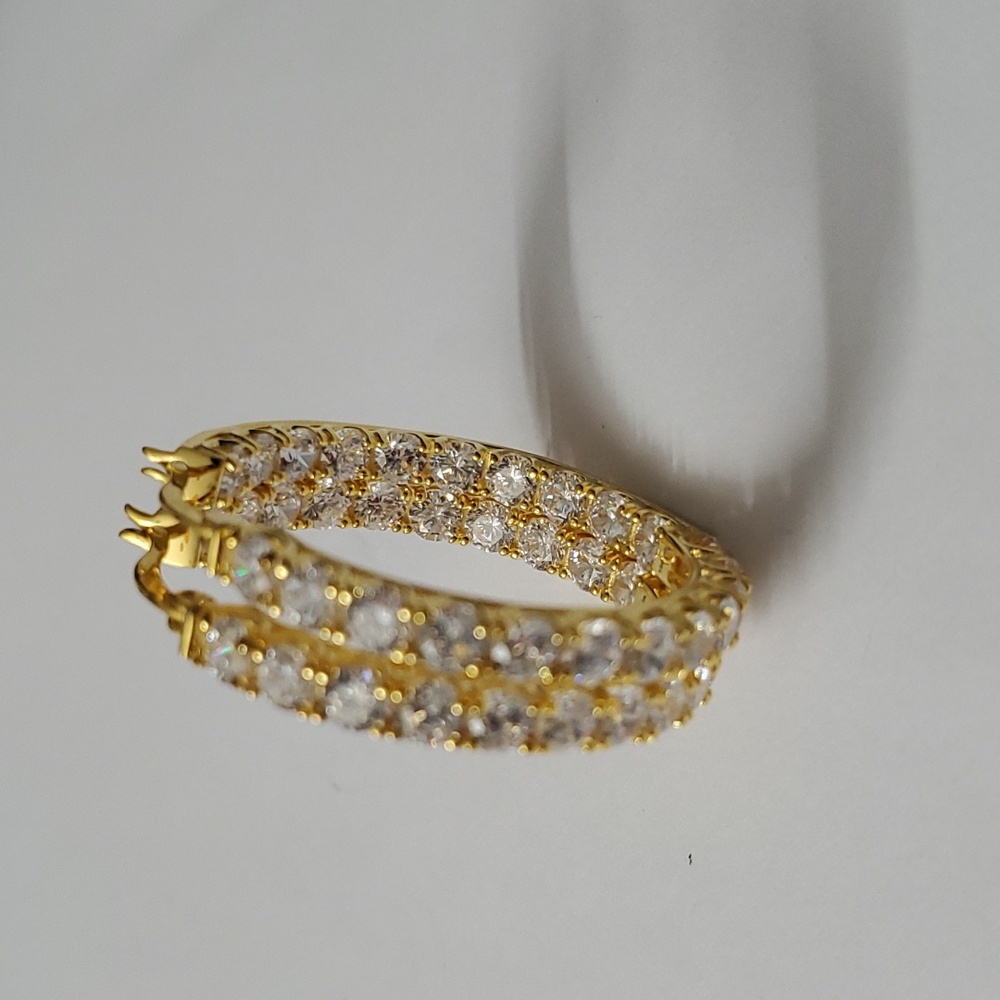 Sterling Silver 925 Inside Out Gold Hoop Earrings - Picture 6 of 9